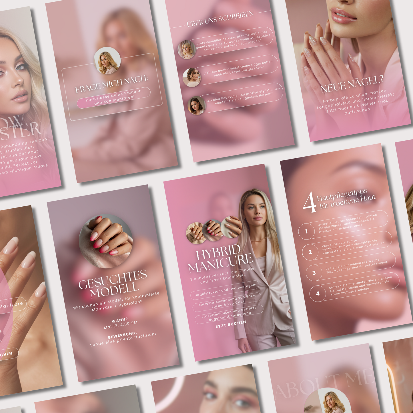 160 Canva Vorlagen – Pink Beauty Salon Kollektion