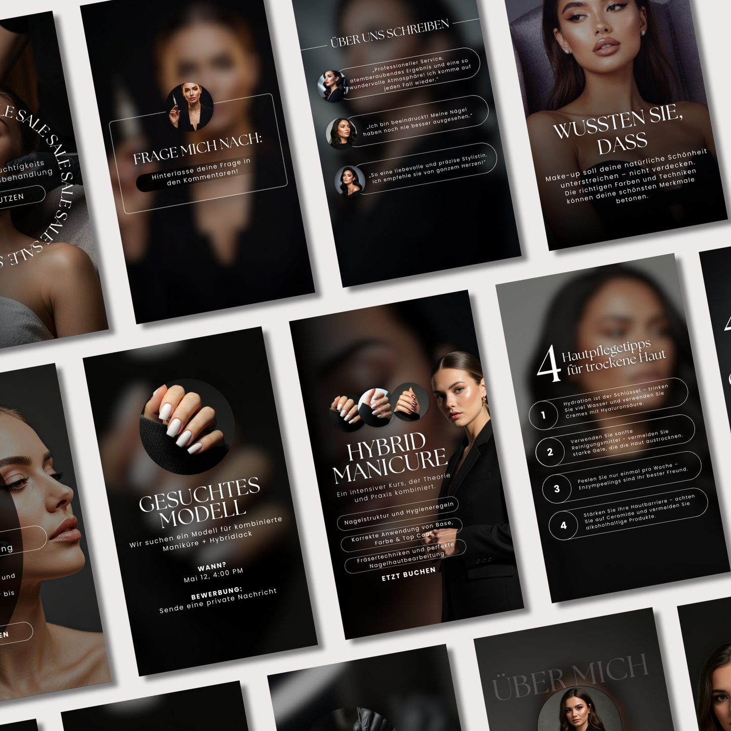 160 Canva Vorlagen – Black Beauty Salon Kollektion