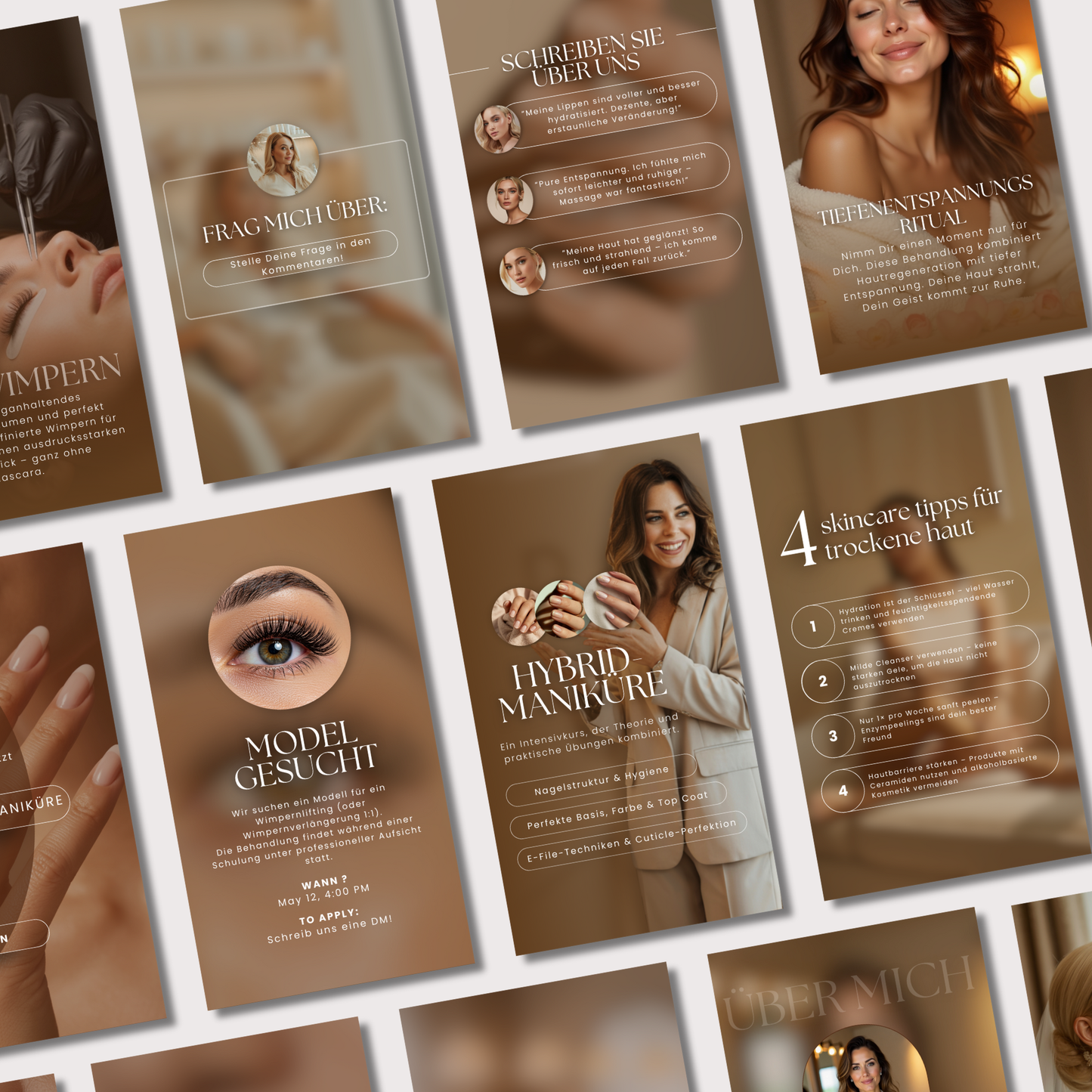 160 Canva Vorlagen – Beige Beauty Salon Kollektion