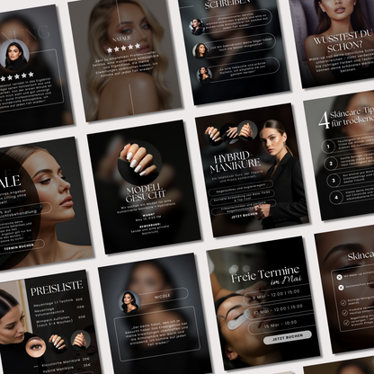 160 Canva Vorlagen – Black Beauty Salon Kollektion