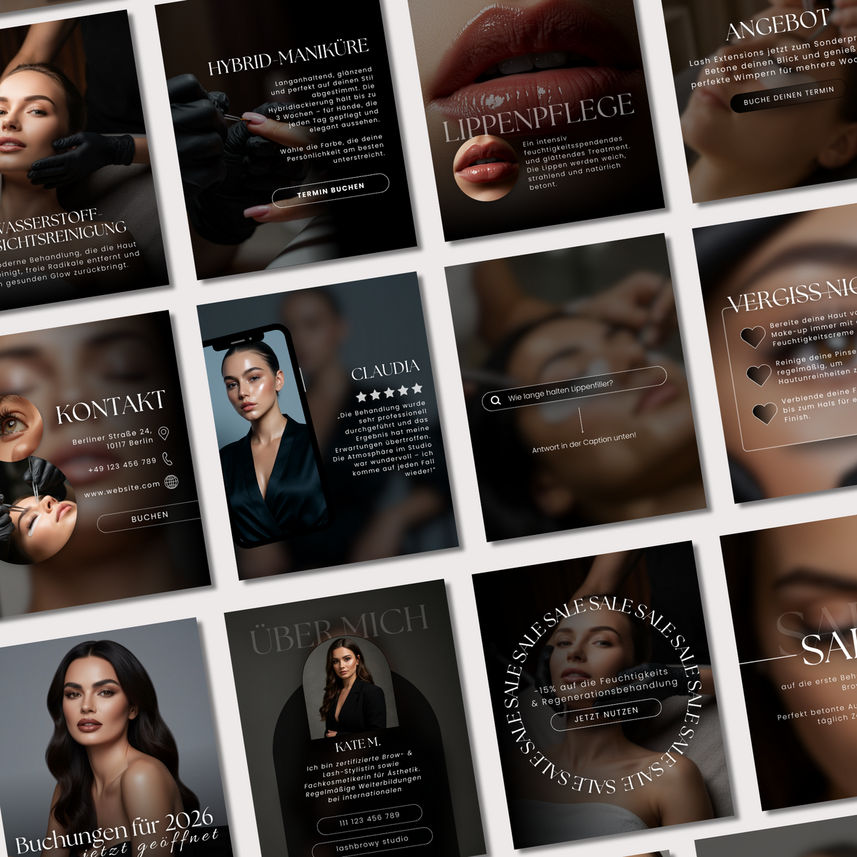 160 Canva Vorlagen – Black Beauty Salon Kollektion
