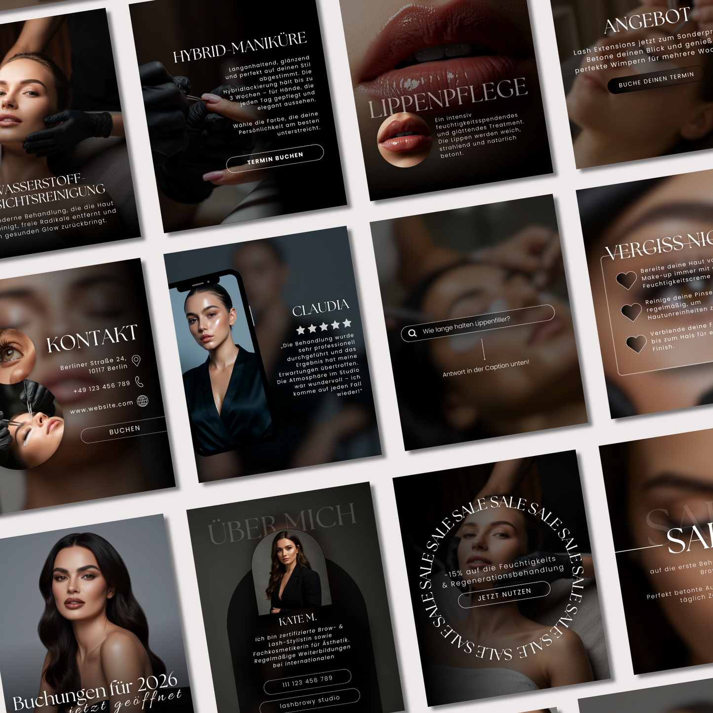 160 Canva Vorlagen – Black Beauty Salon Kollektion