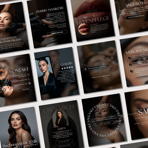 160 Canva Vorlagen – Black Beauty Salon Kollektion