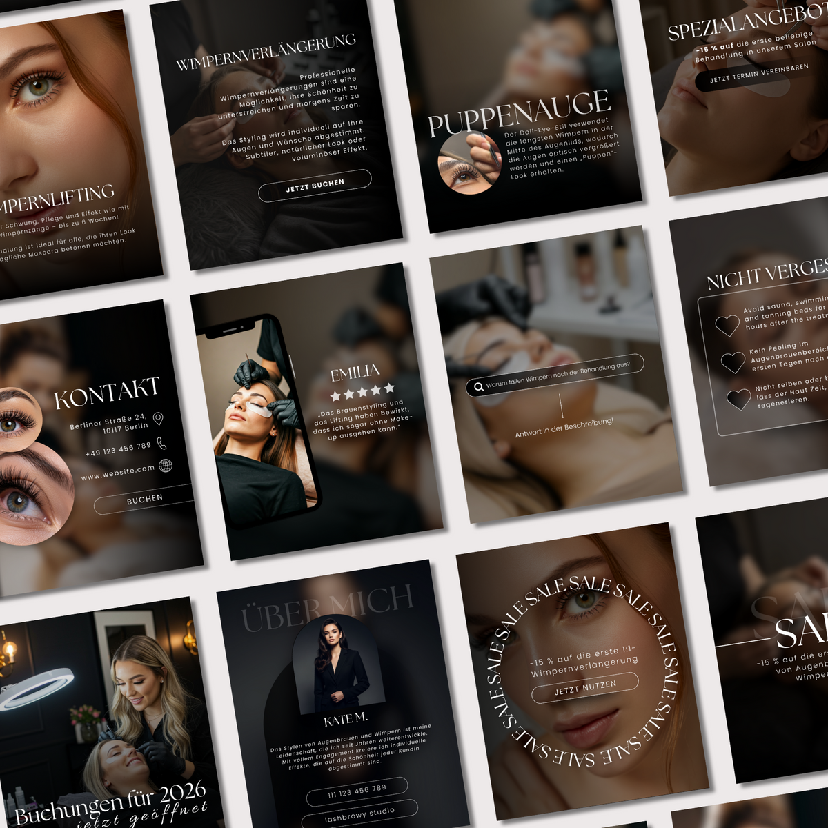 160 Canva Vorlagen – Black Lash Kollektion