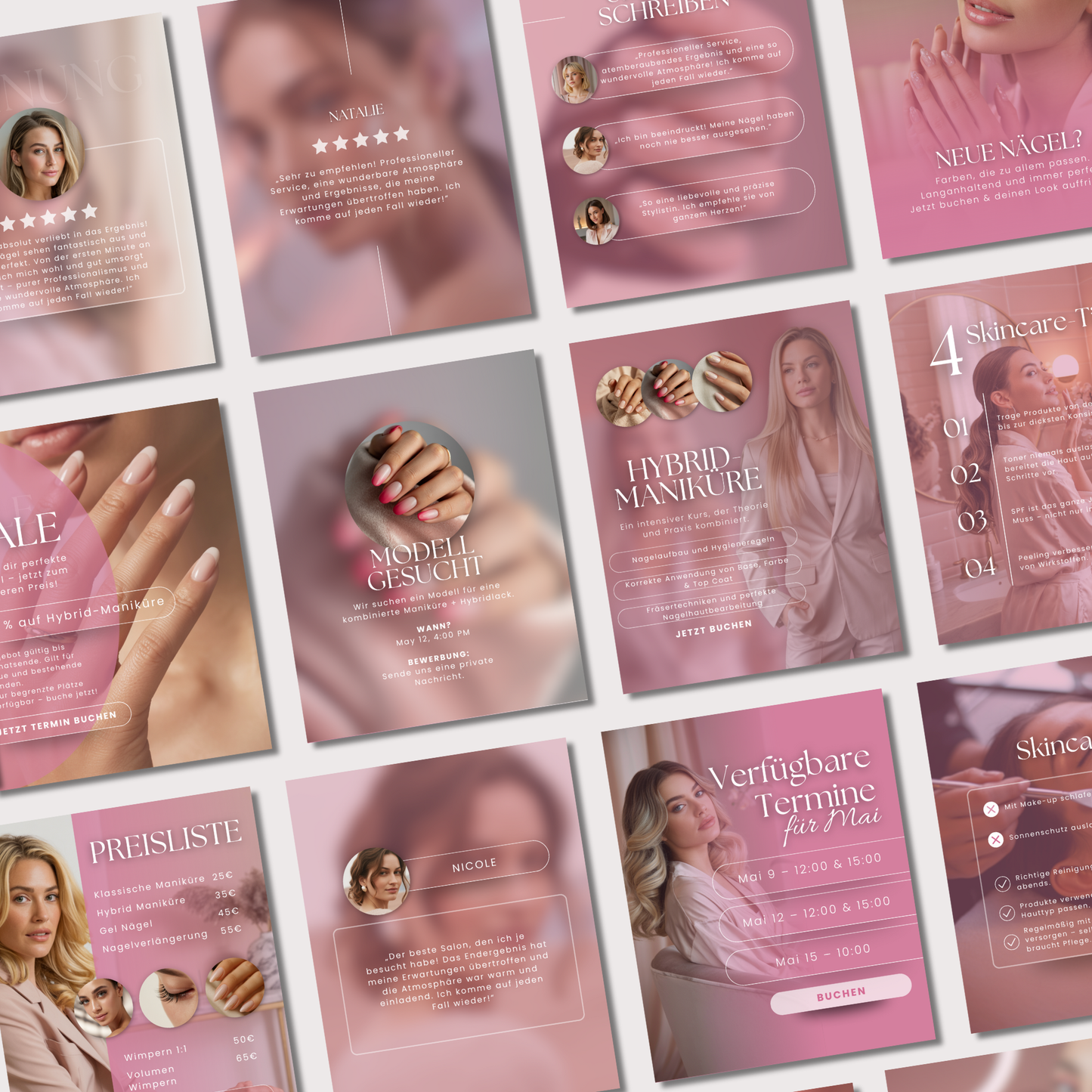 160 Canva Vorlagen – Pink Beauty Salon Kollektion