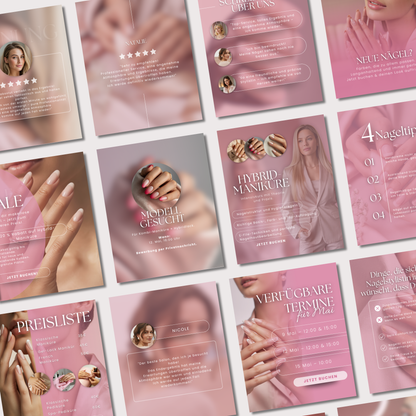 160 Canva Vorlagen – Pink Nails Kollektion