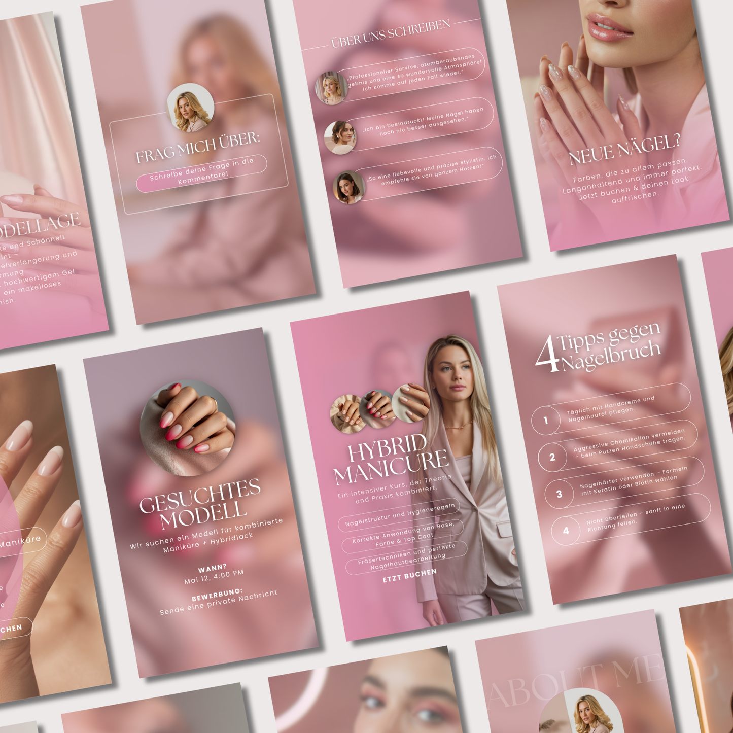 160 Canva Vorlagen – Pink Nails Kollektion