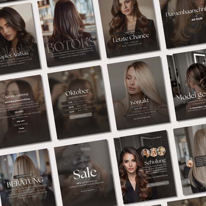 160 Canva Vorlagen – Brown Basic Friseure Kollektion