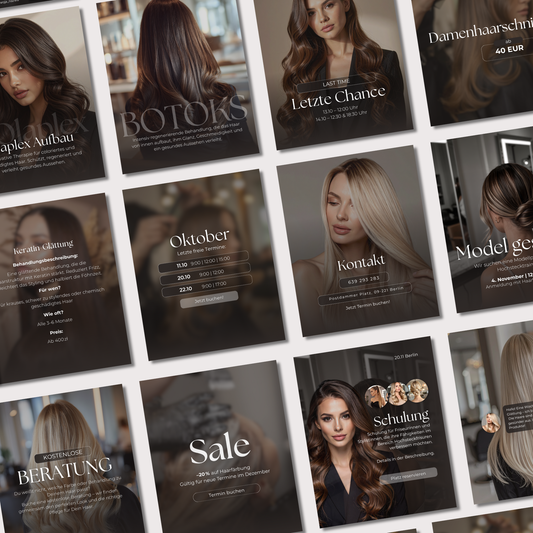 160 Canva Vorlagen – Brown Basic Friseure Kollektion