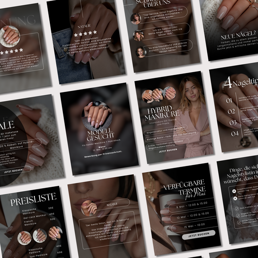 160 Canva Vorlagen – Black Nails Kollektion