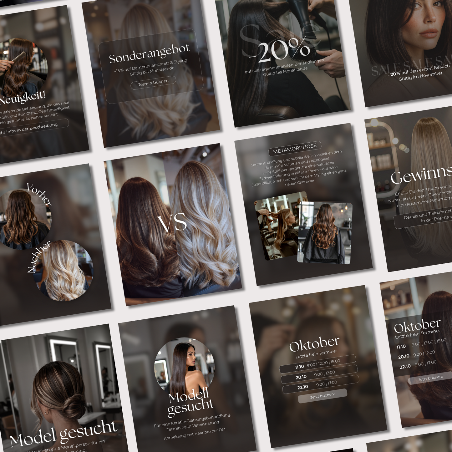 160 Canva Vorlagen – Brown Basic Friseure Kollektion